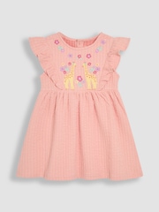 JoJo Maman Bébé Coral Pink Giraffe Appliqué Summer Dress - Image 1 of 3