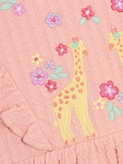 JoJo Maman Bébé Coral Pink Giraffe Appliqué Summer Dress - Image 3 of 3