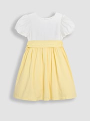 JoJo Maman Bébé Yellow Smocked Satin Party Dress - Image 1 of 3