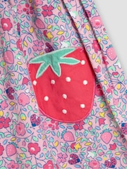 JoJo Maman Bébé Pink Strawberry Summer Sleeveless Appliqué 100% Cotton Dress - Image 3 of 3