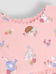 JoJo Maman Bébé Pink Bunny & Guinea Pig Printed Summer Dress - Image 3 of 3