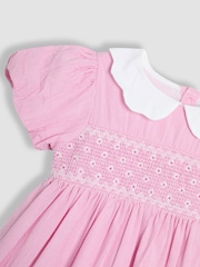 JoJo Maman Bébé Pink Bud Floral Embroidered Smocked Party Dress - Image 3 of 4