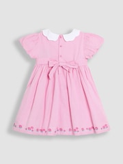 JoJo Maman Bébé Pink Bud Floral Embroidered Smocked Party Dress - Image 4 of 4