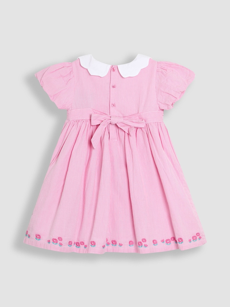 JoJo Maman Bébé Pink Bud Floral Embroidered Smocked Party Dress - Image 4 of 4