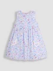 JoJo Maman Bébé Pink Duck Summer Sleeveless Appliqué 100% Cotton Dress - Image 1 of 3