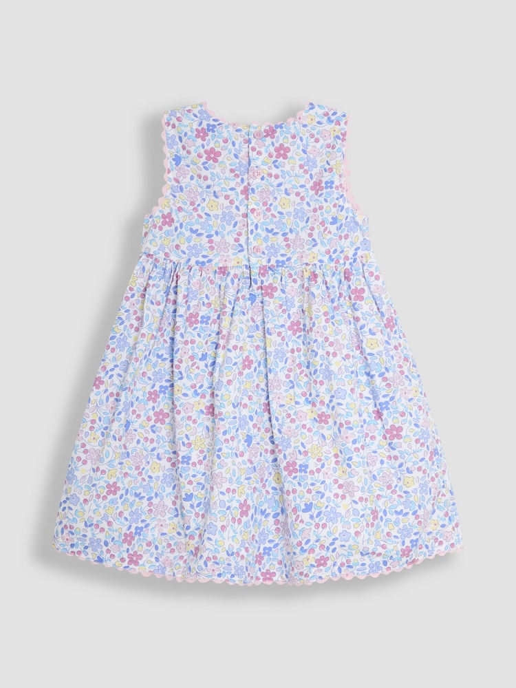 JoJo Maman Bébé Pink Duck Summer Sleeveless Appliqué 100% Cotton Dress - Image 2 of 3