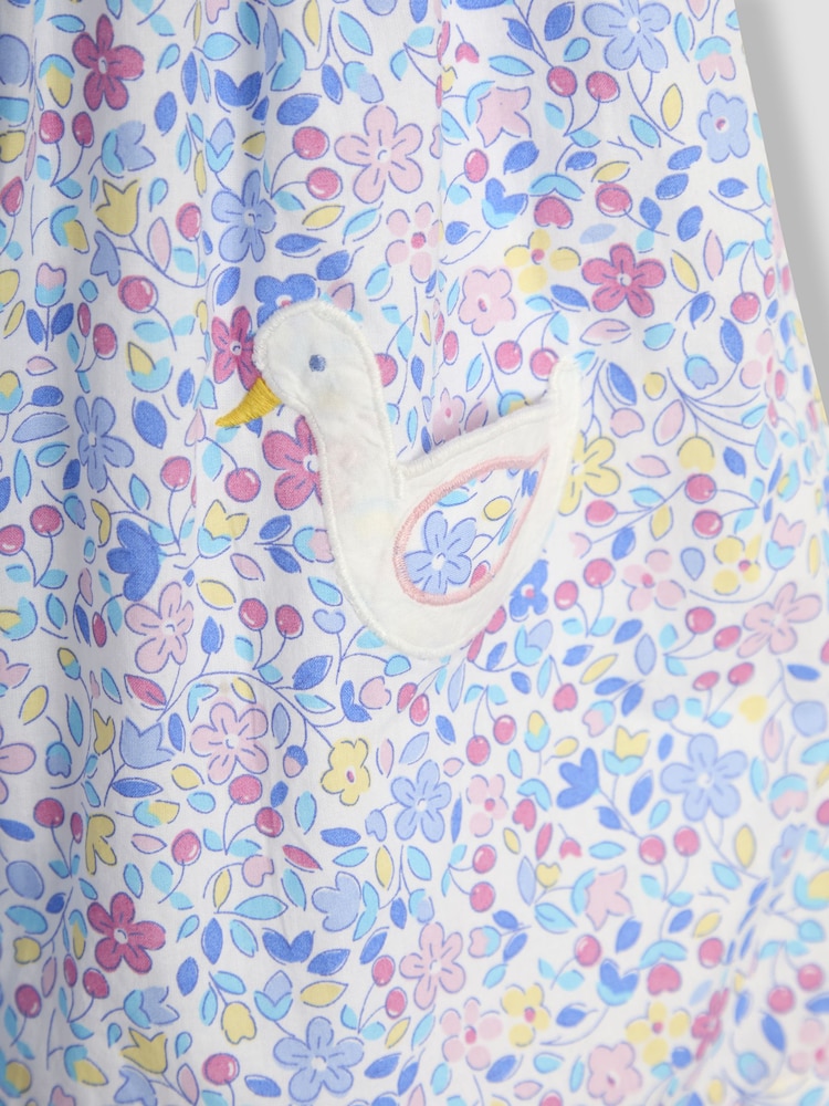 JoJo Maman Bébé Pink Duck Summer Sleeveless Appliqué 100% Cotton Dress - Image 3 of 3