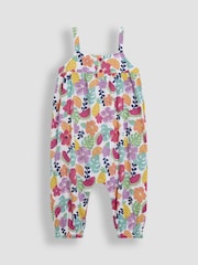 JoJo Maman Bébé Pink Fruit Floral Button Front Jumpsuit - Image 1 of 3