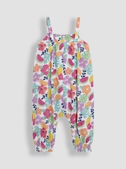 JoJo Maman Bébé Pink Fruit Floral Button Front Jumpsuit - Image 2 of 3