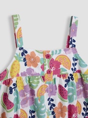 JoJo Maman Bébé Pink Fruit Floral Button Front Jumpsuit - Image 3 of 3