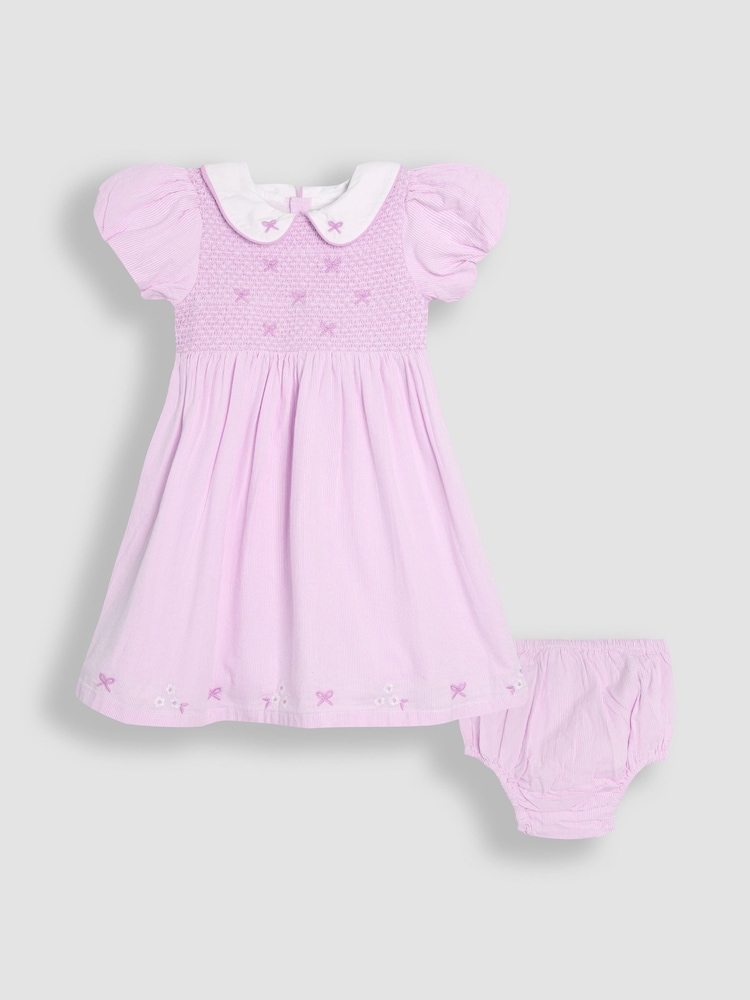 Lila mov - Rochie de petrecere încrețită brodată cu imprimeu Bud Floral Imprimeuri JoJo Maman Bébé - Image 1 of 6