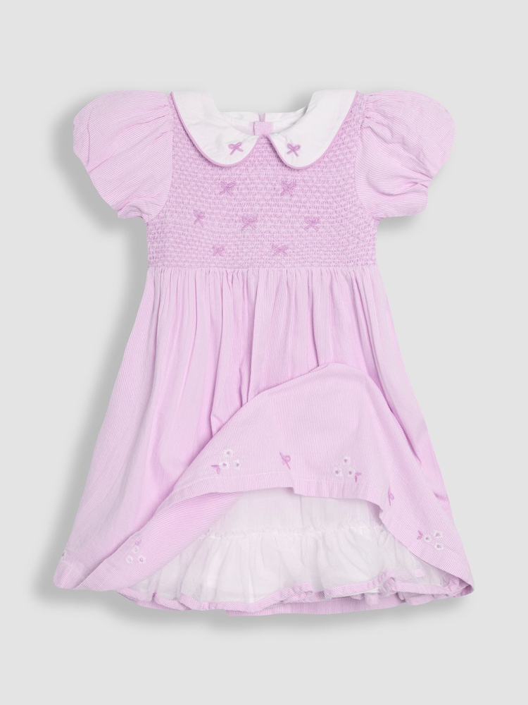 Lila mov - Rochie de petrecere încrețită brodată cu imprimeu Bud Floral Imprimeuri JoJo Maman Bébé - Image 2 of 6
