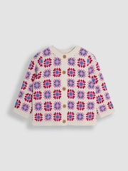 JoJo Maman Bébé Pink Classic Crochet Cardigan - Image 1 of 3