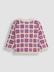 JoJo Maman Bébé Pink Classic Crochet Cardigan - Image 2 of 3