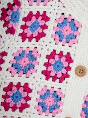 JoJo Maman Bébé Pink Classic Crochet Cardigan - Image 3 of 3