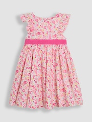JoJo Maman Bébé Pretty Floral Ruffle Front Party Dress - Imagen 1 de 4