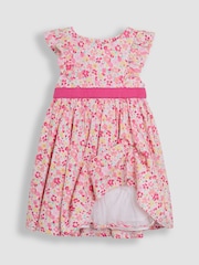 JoJo Maman Bébé Pretty Floral Ruffle Front Party Dress - Imagen 2 de 4