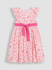 JoJo Maman Bébé Pretty Floral Ruffle Front Party Dress - Imagen 3 de 4