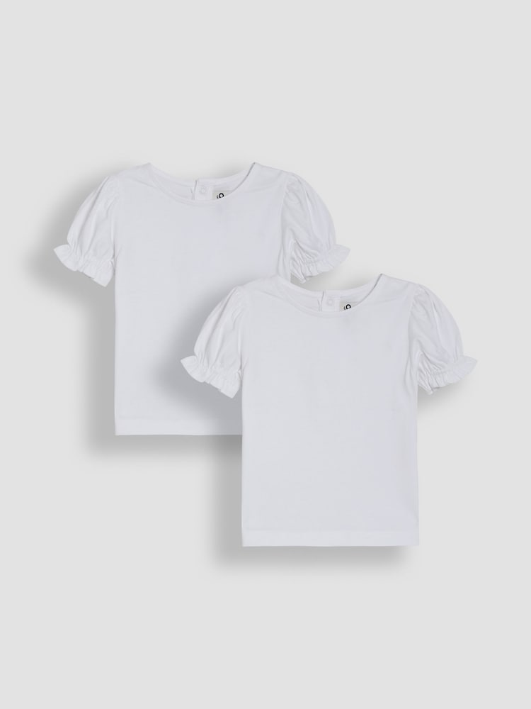 JoJo Maman Bébé White 2-Pack Pretty T-Shirts - Image 1 of 3