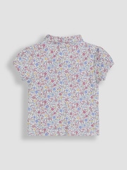 JoJo Maman Bébé Pink Cherry Ditsy Floral 100% Cotton Pretty Polo Shirt - Image 3 of 3