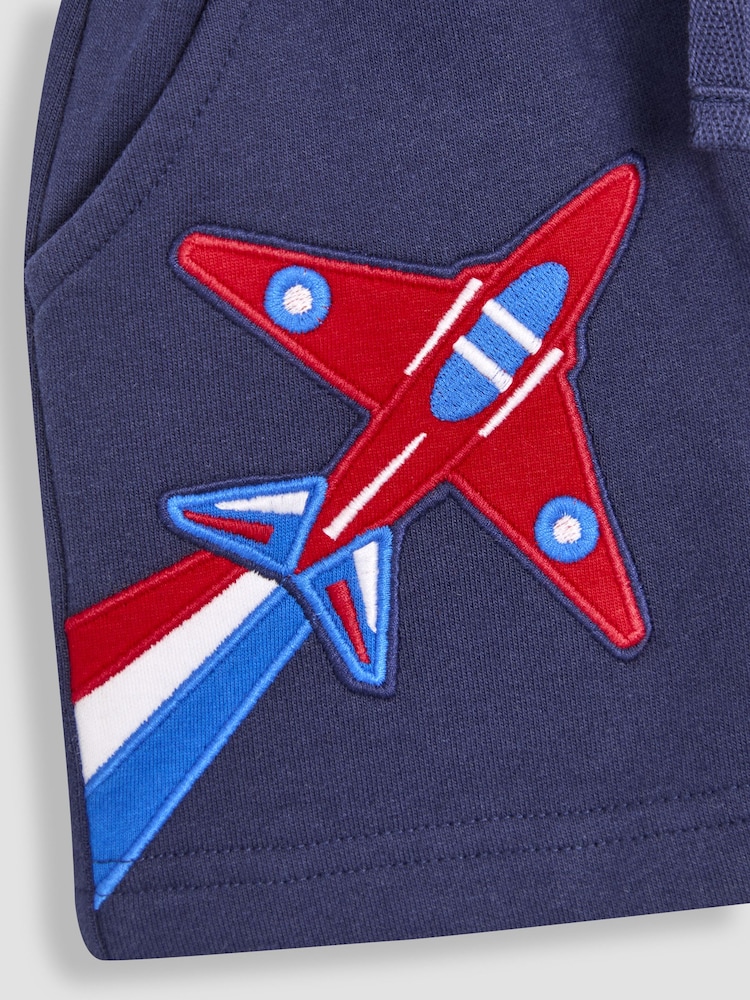 JoJo Maman Bébé Blue 100% Cotton 2-Piece Red Arrows T-Shirt And Shorts Set - Image 6 of 6