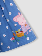 JoJo Maman Bébé Blue Peppa Pig Appliqué Button Front 100% Cotton Dress - Image 3 of 3