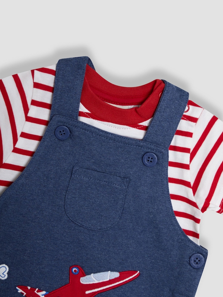 JoJo Maman Bébé Marl Blue Tractor 2-Piece Red Arrows Dungarees & T-Shirt Set - Image 6 of 6 JoJo Maman Bébé Marl Blue Tractor 2-Piece Red Arrows Dungarees & T-Shirt Set - Image 6 of 6