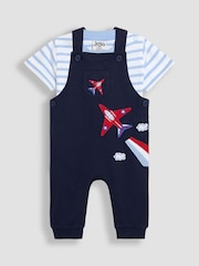 JoJo Maman Bébé Navy 2-Piece Red Arrows Dungarees And T-Shirt Set - Image 1 of 6
