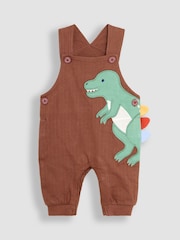 JoJo Maman Bébé Brown TRex 2-Piece Appliqué Dungarees & T-Shirt Set - Image 2 of 6
