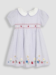 Lila Violetti Mansikka - Jojo Maman Bébé Seersucker Appliqué Smocked Mekko - Image 2 of 5