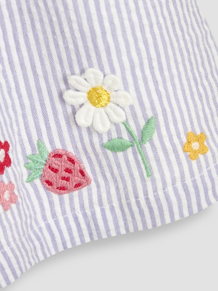 Lila Violetti Mansikka - Jojo Maman Bébé Seersucker Appliqué Smocked Mekko - Image 5 of 5