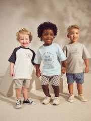 Azul/Cinza - Conjunto de camisetas de manga curta 100% algodão & Shorts, pacote 3 (3meses a7anos) - Imagem 1 de 11
