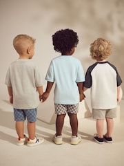 Azul/Cinza - Conjunto de camisetas de manga curta 100% algodão & Shorts, pacote 3 (3meses a7anos) - Imagem 2 de 11