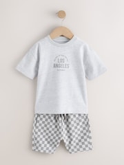 Azul/Cinza - Conjunto de camisetas de manga curta 100% algodão & Shorts, pacote 3 (3meses a7anos) - Imagem 3 de 11