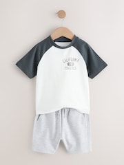Azul/Cinza - Conjunto de camisetas de manga curta 100% algodão & Shorts, pacote 3 (3meses a7anos) - Imagem 9 de 11