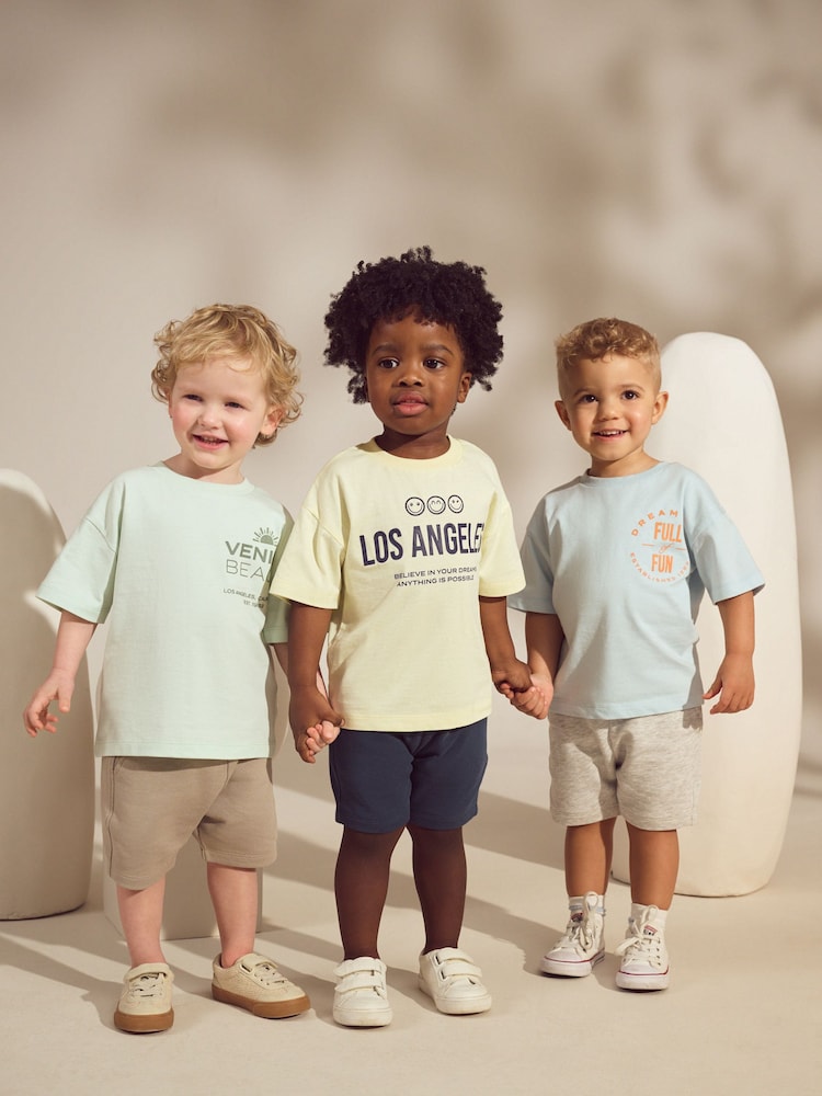 Pastel múltiplo - Conjunto de camisetas de manga curta 100% algodão & Shorts, pacote 3 (3meses a7anos) - Imagem 1 de 5