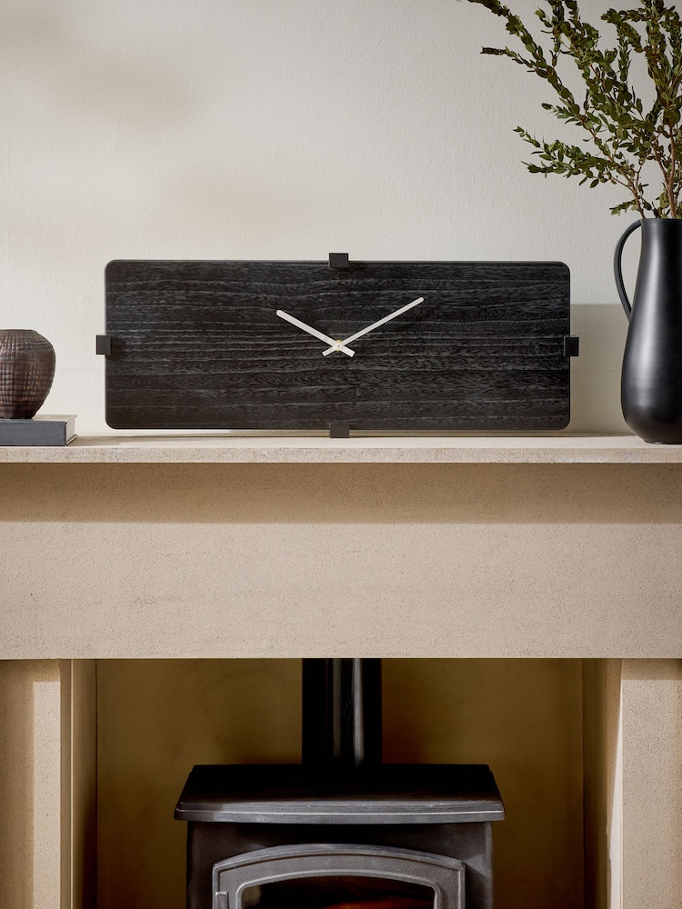Black Wood Rectangular Clock - Image 2 of 6
