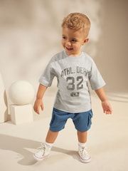 Grey/Blue Short Sleeve T-Shirt & Utility Shorts Set (3mths-7yrs) - Image 1 of 8