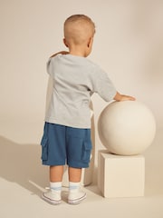 Grey/Blue Short Sleeve T-Shirt & Utility Shorts Set (3mths-7yrs) - Image 2 of 8