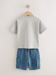 Grey/Blue Short Sleeve T-Shirt & Utility Shorts Set (3mths-7yrs) - Image 6 of 8