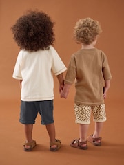 Brown Short Sleeve T-Shirt & Shorts Set 2 Pack (3mths-7yrs) (3mths-7yrs) - Image 2 of 12