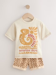 Brown Short Sleeve T-Shirt & Shorts Set 2 Pack (3mths-7yrs) (3mths-7yrs) - Image 6 of 12