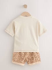 Brown Short Sleeve T-Shirt & Shorts Set 2 Pack (3mths-7yrs) (3mths-7yrs) - Image 7 of 12