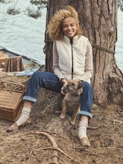 Joules Reversible Faux Fur Brown/Cream Padded Gilet - Image 2 of 10