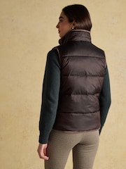 Joules Reversible Faux Fur Brown/Cream Padded Gilet - Image 7 of 10