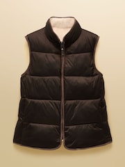 Joules Reversible Faux Fur Brown/Cream Padded Gilet - Image 9 of 10