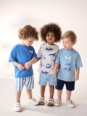 Transporte azul - Conjunto de camisetas de manga curta 100% algodão & Shorts, pacote 3 (3meses a7anos) - Imagem 1 de 1