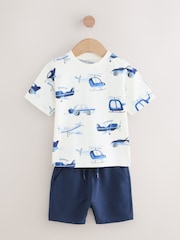 Blue Transport Short Sleeve T-Shirts & Shorts Set 3 Pack (3mths-7yrs) - Image 8 of 11