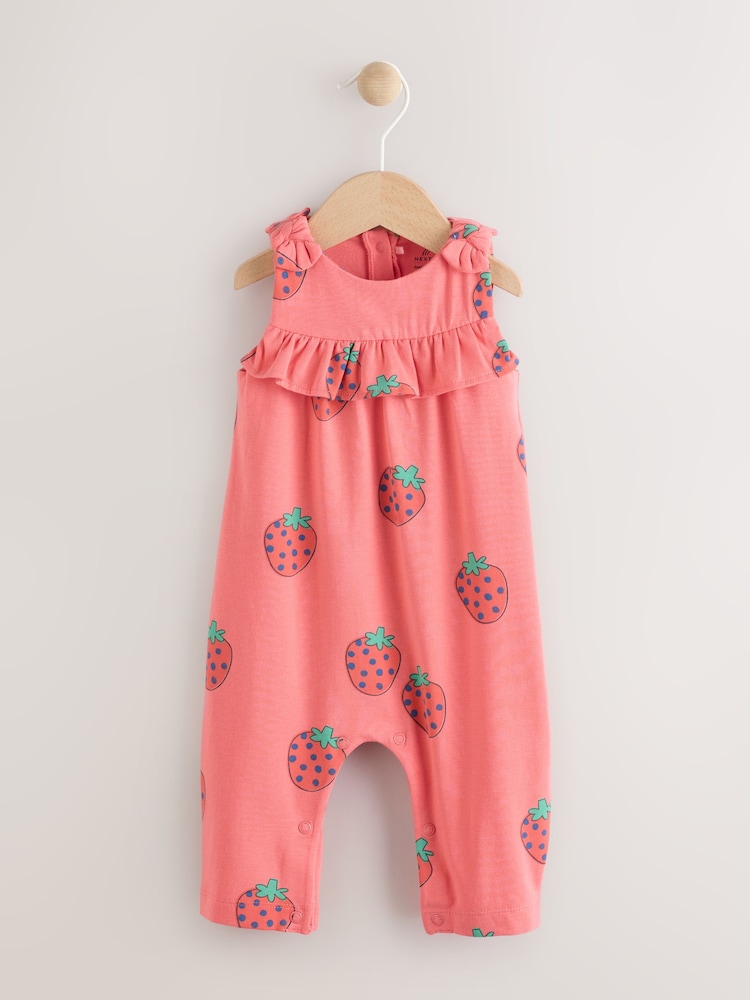 Red Strawberry Printed Baby Long Leg Romper (0mths-3yrs) - Image 1 of 6