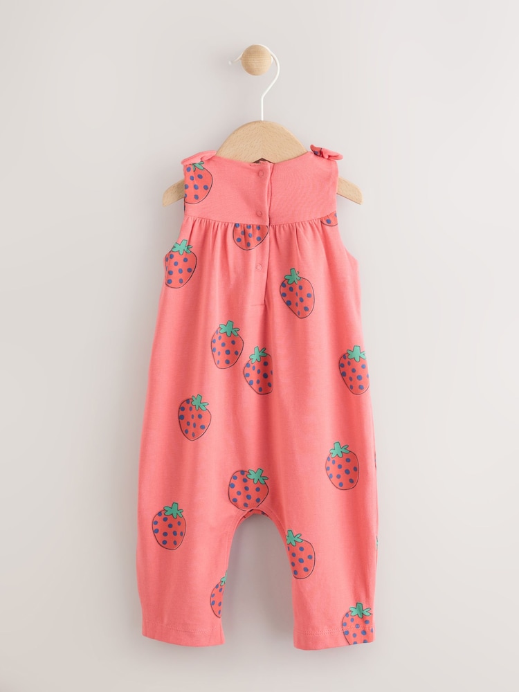 Red Strawberry Printed Baby Long Leg Romper (0mths-3yrs) - Image 2 of 6